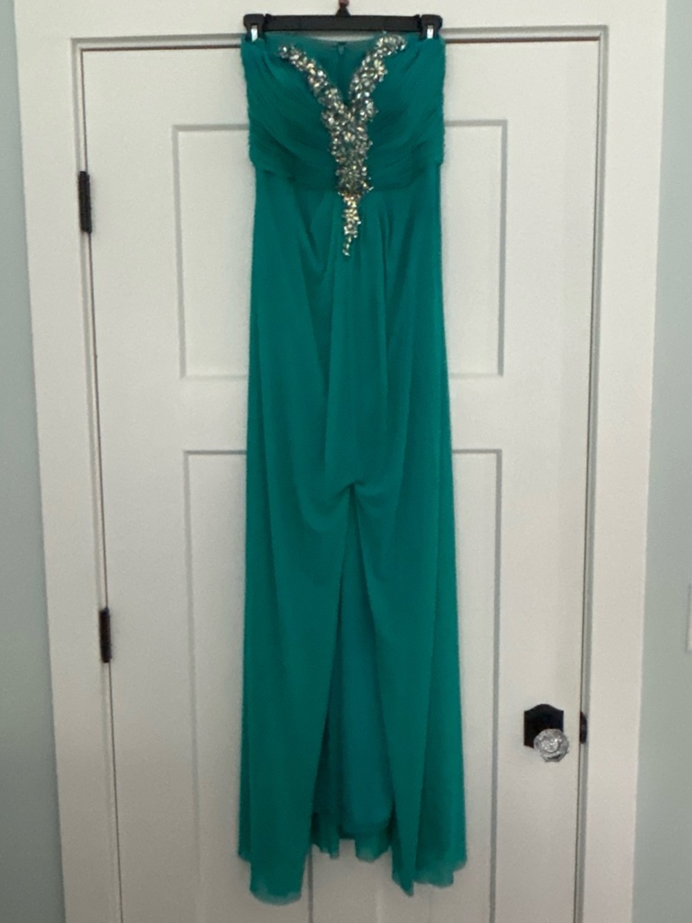 Decode 1.8 Teal Jeweled Strapless Formal Gown Size 10